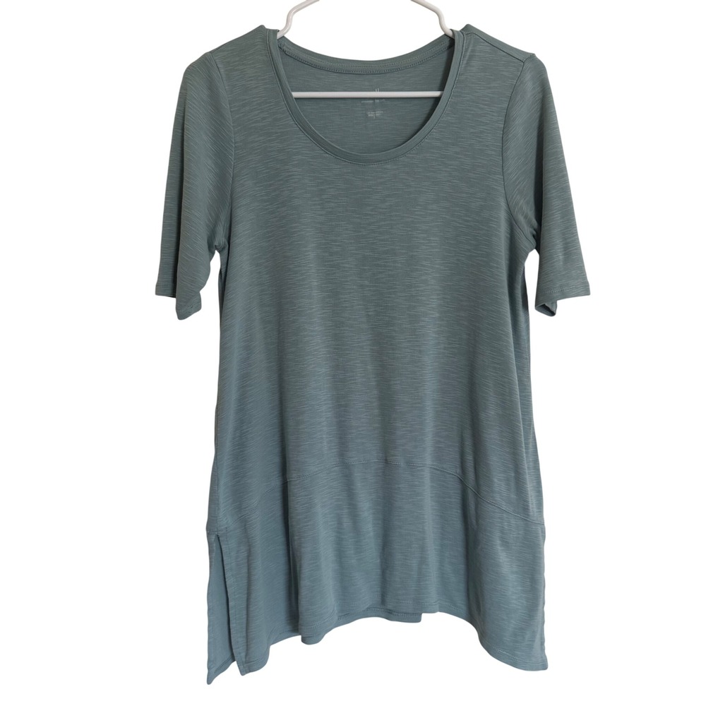 J.Jill Pima Dipped-Hem Tunic Blue Gray Slate Blue 100% Cotton Size Small